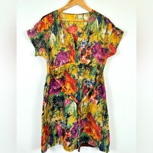 Cotton colourful print mini beach dress